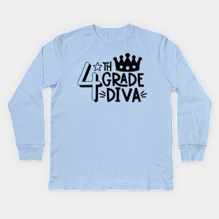 4th Grade Diva Cute Kids Girls School Back to School Kids Long Sleeve T-Shirt